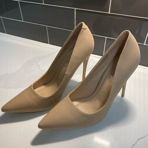 Beige Suede-like Womens Heel